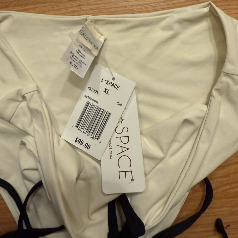 L*Space Joy Bitsy Bikini Bottom In Cream Black - L — image 6 of 7